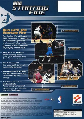 NBA Starting Five (USA) box cover back